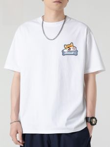 Zhenvis Summer Short Sleeve T-Shirt Men New Arrival American Cotton Base Shirt Ins Fashion Casual Students Half-Length Sleeve Top