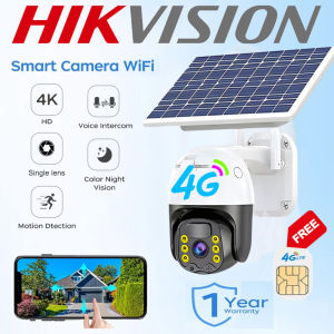 HIKVISION Solar Panel CCTV Camera No Wifi Required Free 4G SIM Card Waterproof Alarm Monitoring with Audio and Speaker Infrared Night Vision HD