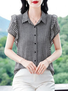 DAIXIANGFEIZI | Summer New Large Size Plaid Short Sleeve Blouse