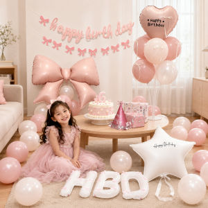 SHIERAI | Trendy Rose Star Heart Balloons Birthday Party Decoration