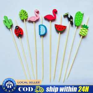 【Local Delivery】 100Pcs Disposable Bamboo Picks Skewers Food Pick Buffet Cupcake Fruit Fork Salad Vegetable Sticks Toothpick Skewer for Party Cake Dessert 306A-LZC-Flaming-Pick