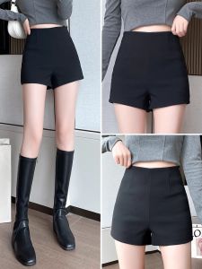 Plus Size Plus Size Ladies Lower Body Covering Suit Shorts Womens High Waist Silm A- line Outerwear Black Stretch Base Hot Pants