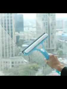 3 IN1 Silicone Wiper Glass Squeegee with Spray Bottle Bathroom Window Cleaning Brush