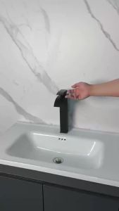 Vòi Chậu Rửa SANIVITAL Màu Đen Mờ Bằng Thép Không Gỉ Kiểu Thác Nước Một Cần Gạt Nước Nóng/lạnh Dành Cho Phòng Tắm - Lõi Van Gốm