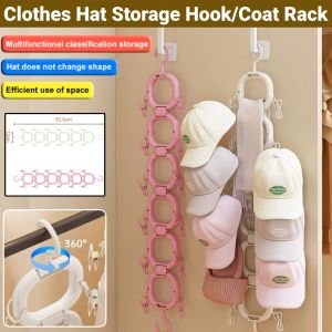 Hanging Hat Organizer Wall-Mounted Baseball Cap Display Rack Punch Free Clothes Hat Storage Hook Clothes 旋转衣帽收纳架