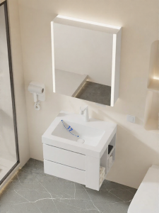 NIUNAISI | Double Drawer Stainless Steel Ceramic Sink Cabinet 47cm
