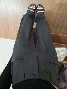 Deep Grey High Waist Straight Leg Suit Pants Womens Early Autumn plus Size Hiding Hip Slimming Wide Leg Pants Casual Wear