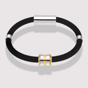 Negative Ion Energy Balance Silicone Wristband Wrist Strap Mens and Womens Couple Radiation-Proof Sports Titanium Steel Bracelet Waterproof Ornament