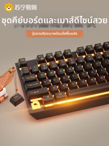 ชุดคีย์บอร์ดและเมาส์เกมมิ่งแบบมีสายสำหรับคอมพิวเตอร์โน้ตบุ๊กและเดสก์ท็อป คีย์บอร์ดแบบมีสายรุ่น True Mechanical Feel