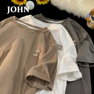 JOHN Summer T-shirt Plus Size Thin Ice Silk Short sleeve T-shirt Mens Round Neck Sports Trendy Brand Casual Youth T-shirt