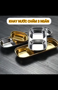 Khay nước chấm 3 ngăn inox Hàn Quốc G01 đựng gia vị 3 ngăn vàng bạc an toàn tiện lợi