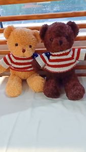 30cm Brown Teddy Bear With Blue Striped Sweater Plush Toy Birthday Anniversary Valentines Surprise Gift Box Decoration