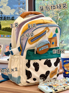 Adorable Versatile Lightweight Backpack for High School Girls Cartoon Style Double Shoulder Bag with Pockets And Zipper Closure