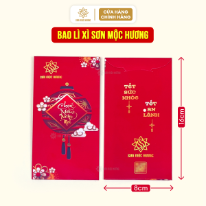 Bao lì xì tết đỏ trơn may mắn đẹp sang trọng Sơn Mộc Hương