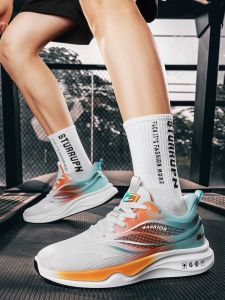 Mens Breathable Flyknit Sports Shoes Spring Summer Casual Basketball Running Shoes Youth Shock Absorption Ultra-light