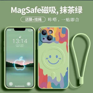 Magnetic Absorption Wireless Charging Case for Apple iPhone 16 Full Coverage Soft Silicone Female Version Smiley Face Design
