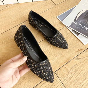 Fall 2025 Versatile Pointed Toe Flat Bottom Evening Shoes Gentle Bean Style Womens Flats Fashionable Korean Version Butterfly Knot