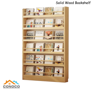 CONOCO Solid Wood Bookshelf Bookcase Against Wall Multilayer Display Rack實木書架