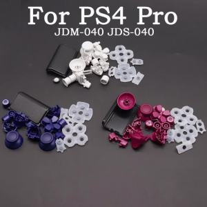 For PS4 Pro Slim JDS-040 Controller Full Set Buttons Joysticks Cap Touch D-pad R1 L1 R2 L2 Direction Key & Conductive Rubber Pad