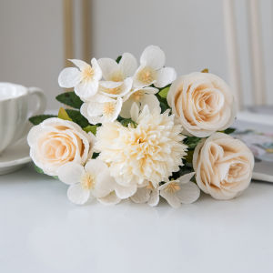 Artificial Flowers Rose Chrysanthemum Silk Bridal Bouquet Wedding Outdoor Arch Festival Home Room Vase Table Diy Gift Decoration