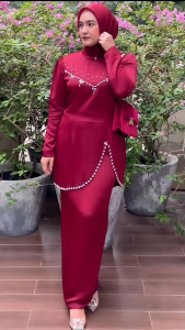 NEW Oneset Felicya Baju Kurung Melayu Dress Pesta Setelan Wanita Baju Kondangan Full Payet 2024