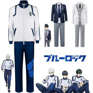 ชุดสูทสีขาวครบชุด - เสื้อกันหนาวมีซิปชุดกีฬา Bachira Meguru กางเกง Reo Mikage