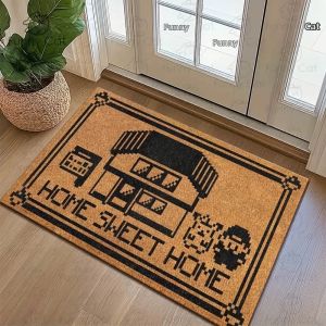 Thảm Trải Sàn Phòng Ngủ Trẻ Em VIKAMA Pixel Cabin Cartoon Trong Nhà Ngoài Trời Chào Mừng Bạn Về Nhà Thảm Trải Sàn Chống Trượt Chống Phai Màu Cho Mọi Lứa Tuổi