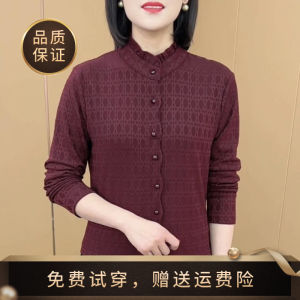 เสื้อเชิ้ตแขนยาวสไตล์จีน แฟชั่นฤดูใบไม้ร่วง ลายดอกไม้ ทรงเข้ารูป คอกลม ทรงตรง ผ้าฝ้ายผสม สวมใส่สบาย