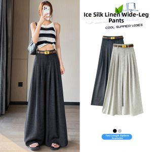 La Chapelle | High-quality Linen Tencel Straight Wide-leg Pants Summer Thin Casual