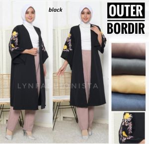 LYNFASHIONISTA-OUTER WANITA MUSLIM MOTIF BUNGA BORDIR MEWAH/BRD001
