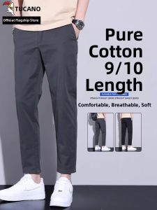TUCANO | Elastic Pure Cotton Mens Trousers Straight Business