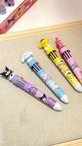(6pcs) PULPEN Pena Mekanik 10 Warna Pulpen Lucu 3D DOLL Sanrio Edition Bolpen Gel Tinta Animasi Alat Tulis Sekolah Anak lucu