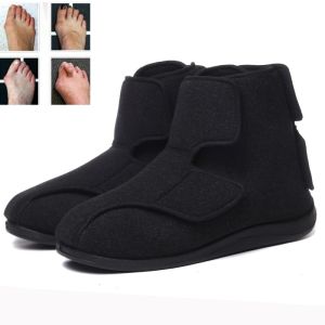 WuChu 2023 Winter Mens Comfortable Diabetic Shoes for Foot Care Breathable flat heel shoes for diabetics black