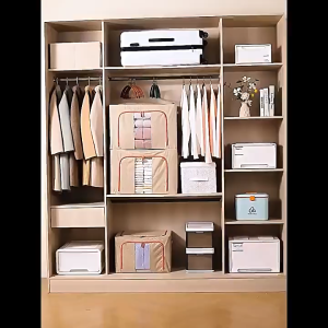 Collapsible Linen-Blend Oxford Cloth Storage Box – Stackable Organizer for Wardrobes Books and Toys