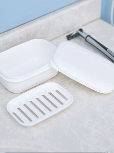 Japanese Style Portable Soap Dish Bathroom Drainage Facial Soap Box Travel Soap Holder Sealed with Lid Soap Tray Storage
