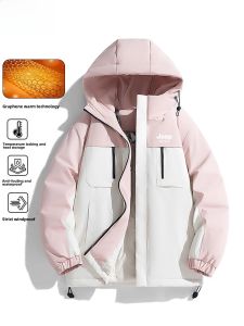 Jeep Spirit Womens Thickened down Cotton Jacket Winter Warm Casual Workwear Coat Loose Fit Printed Polyester Inner China Made