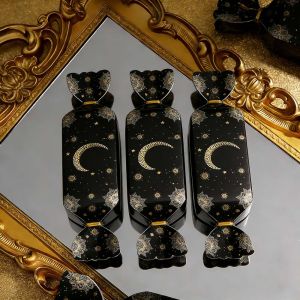 1/5Pcs Black&White Gold Eid Candy Box with Platinum Watercolor Moon Design for Muslim Party Favor Biscuit Snack Gift Packaging Bag