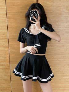 Conservative Two-Piece Swimsuit Womens Style V-Neck Flattering Fit for plus Size Girls Student Friendly Meat Covering Swimwear