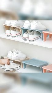 5pcs Double Layer Plastic Save Space Shoe Rack Detachable Shoe Slot Shoe Organizer