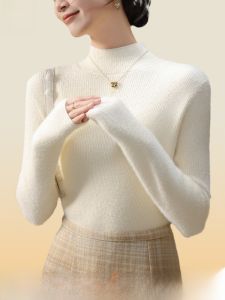 Miiow | Thickened Fleece Knitted Catman Sweater Overhead Style Half High Collar Long Sleeve Soft Warm Base Layer Top For Autumn Winter