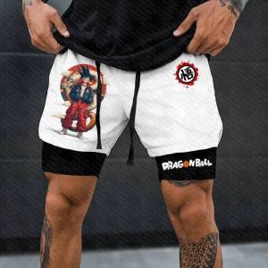 Bandai | High Quality Bandai DBZ Mens Training Shorts Official Graphic Print Workout Shorts Comfort Fit Gym Athletic Wear