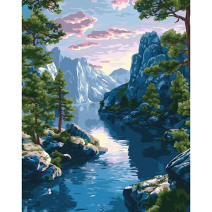 Painting By Numbers Landscape Kit Acrylic Paint on Canvas Modern Wall Art DIY Picture By Number Lake Home Decor