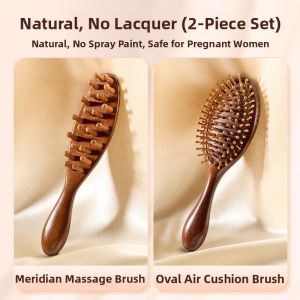 MONLEYTA | Natural Golden Silk Sandalwood Head Massage Comb Meridian Unblocking Hair Health Care Shampoo Anti-Hair Loss Scalp Treatment