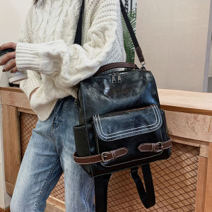 กระเป๋าเป้สะพายหลังผู้หญิงความจุขนาดใหญ่สไตล์ย้อนยุค กระเป๋าสะพายไหล่สำหรับนักเรียน กระเป๋าใส่หนังสือ แฟชั่นอเนกประสงค์ กระเป๋าสะพายหลังแบบลำลองสำหรับเยาวชน