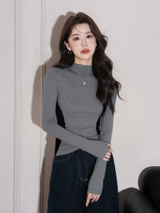 Stylish Elegant French Design Slim Fit Half Turtleneck Long Sleeve Knit Top