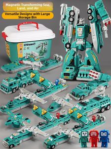 PALONG | Magnetic Assembling Smart Development Toys Transforming Engineering Vehicle Robot