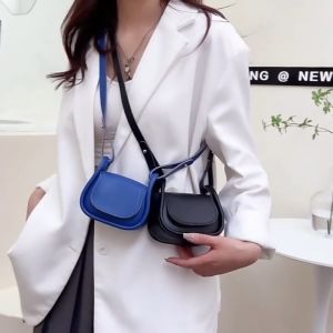 JIVIVIL Màu trơn nữ Nhỏ Túi Đeo Chéo Túi Đeo Vai Túi yên ngựa PU di động Túi đựng son môi