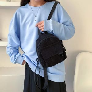 Tas Ransel Wanita Mini Bahan Corduroy Gaya Korea Backpack Kecil Bag Vintage Fashion Perempuan Korean Aesthetic Style
