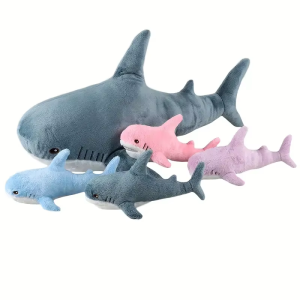Cute Mother-Baby Shark Five-Piece Soft Stuffed Animal Giant Soft Shark Pillow Chubby Shark Pillow for Boys and Girls Ready Gifts