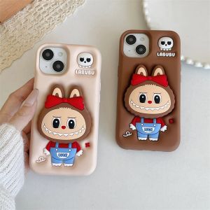 💯【เคสโทรศัพท์】 + Gratis Ongkir💯เคสโทรศัพท์ลายโครงกระดูก Kawaii กระโปรงบังทรง Labubu ลายมอนสเตอร์สำหรับ iPhone 11 12 13 14 15 16 Pro Max เคสซิลิโคนแบบนิ่มพร้อมขาตั้ง